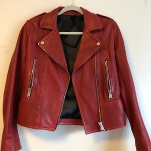 Red, genuine leather jacket